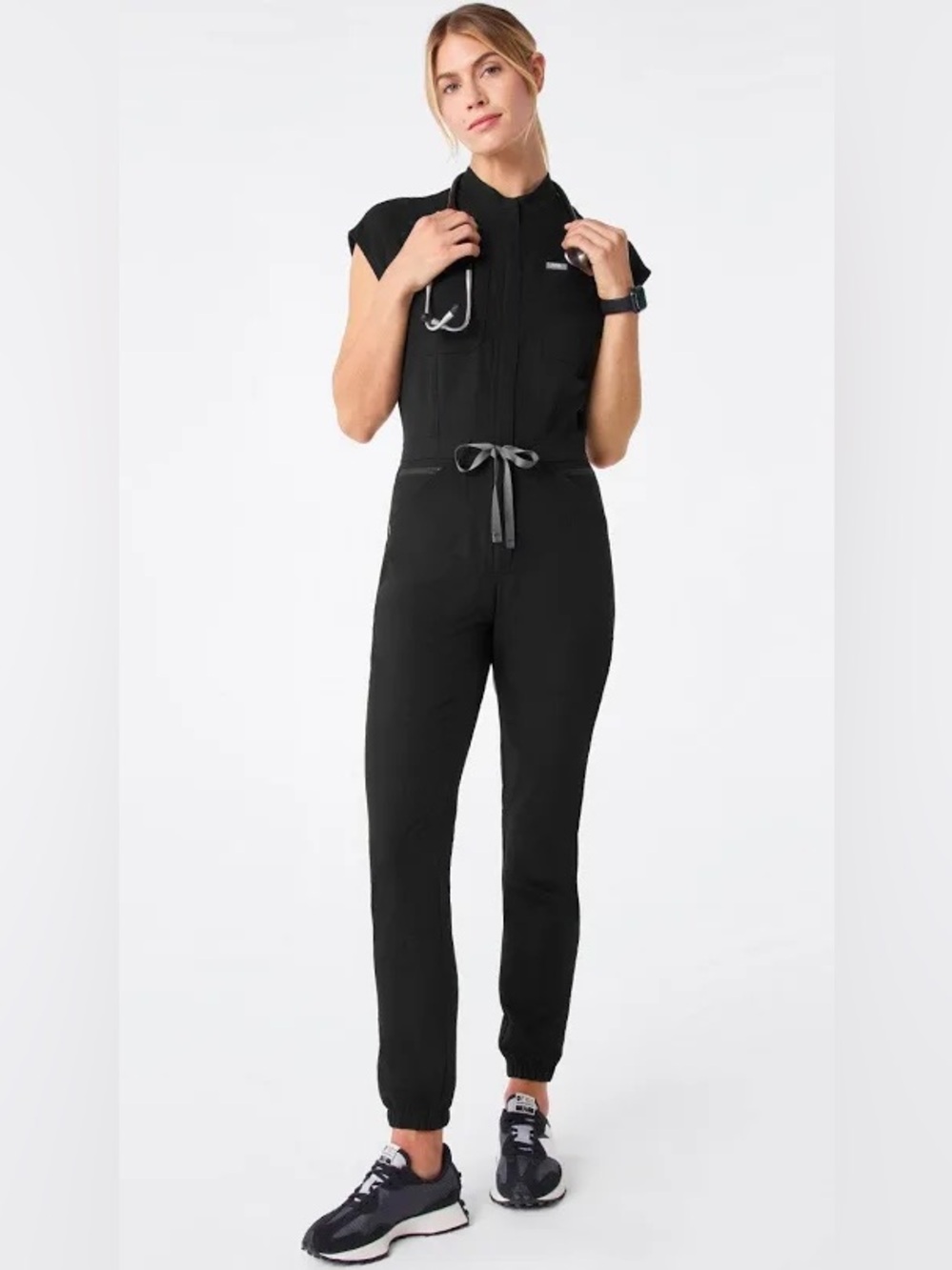 Figs small black rafaela jogger Women's Black Utility Jumpsuit. Euc